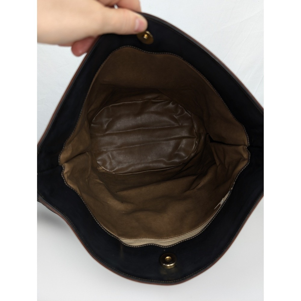 DG Monogram Leather Hobo Shoulder Bag Black Brown Two Tone Quiet Luxury Boho Y2K - Picture 9 of 12
